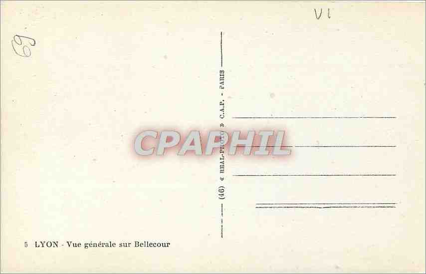 CPA Lyon Vue Generale sur Bellecour  — Verso