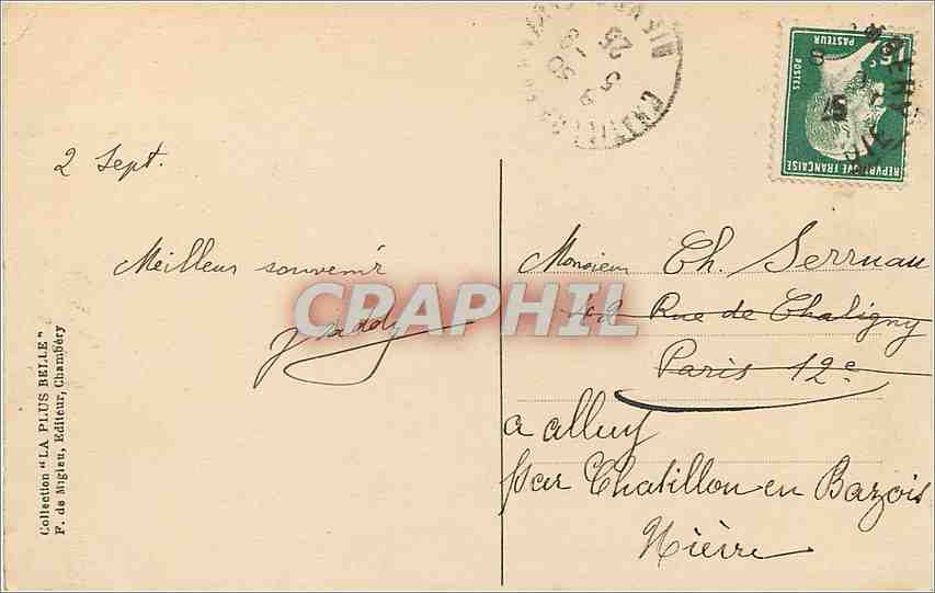 CPA Environs d'Aix les Bains Sommet de la dent du char — Verso