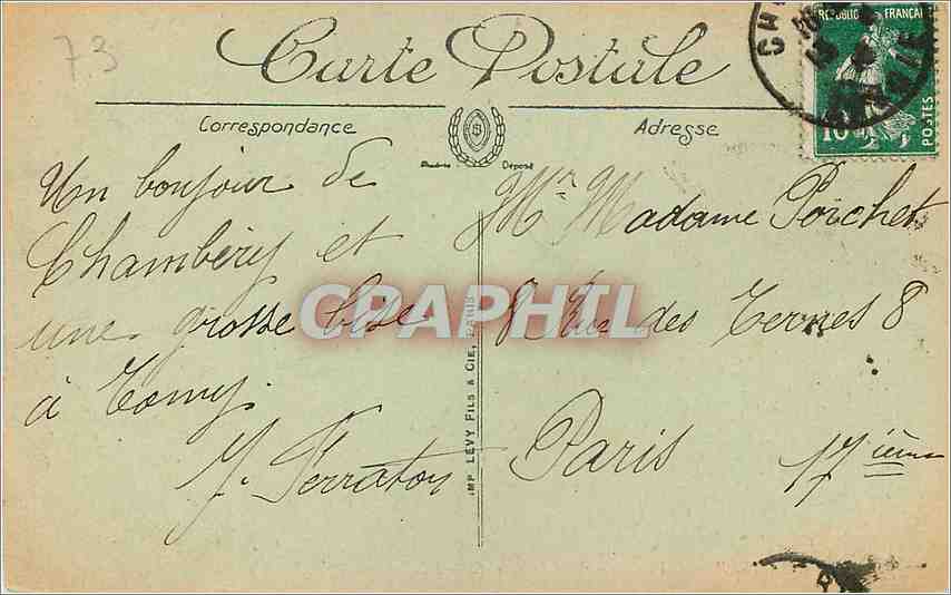 CPA Chambery Vue Generale et le Nivolet  — Verso
