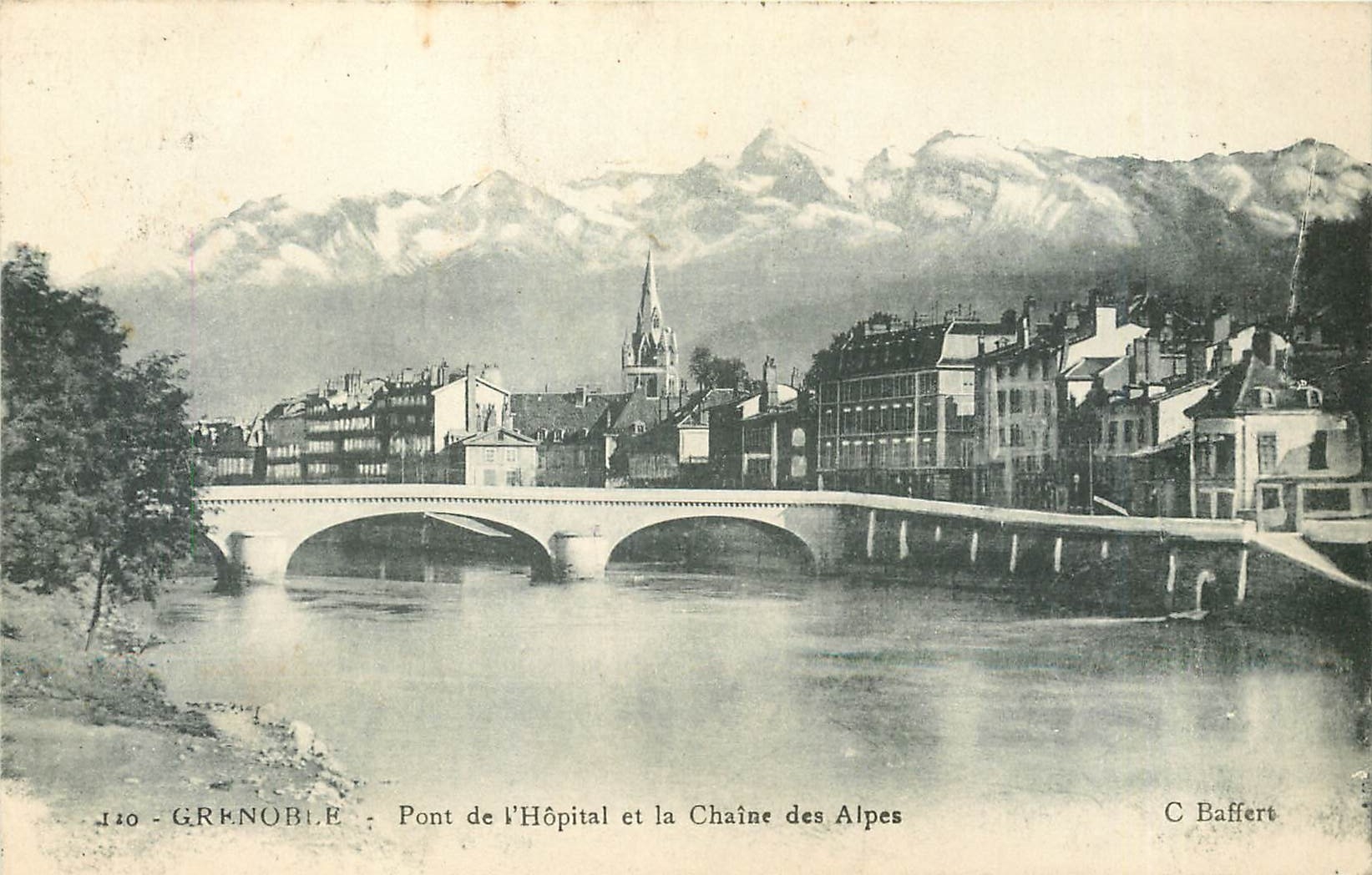 Grenoble - Pont de l'Hôpital et la Chaîne des Alpes — C. Baffert, n° 120