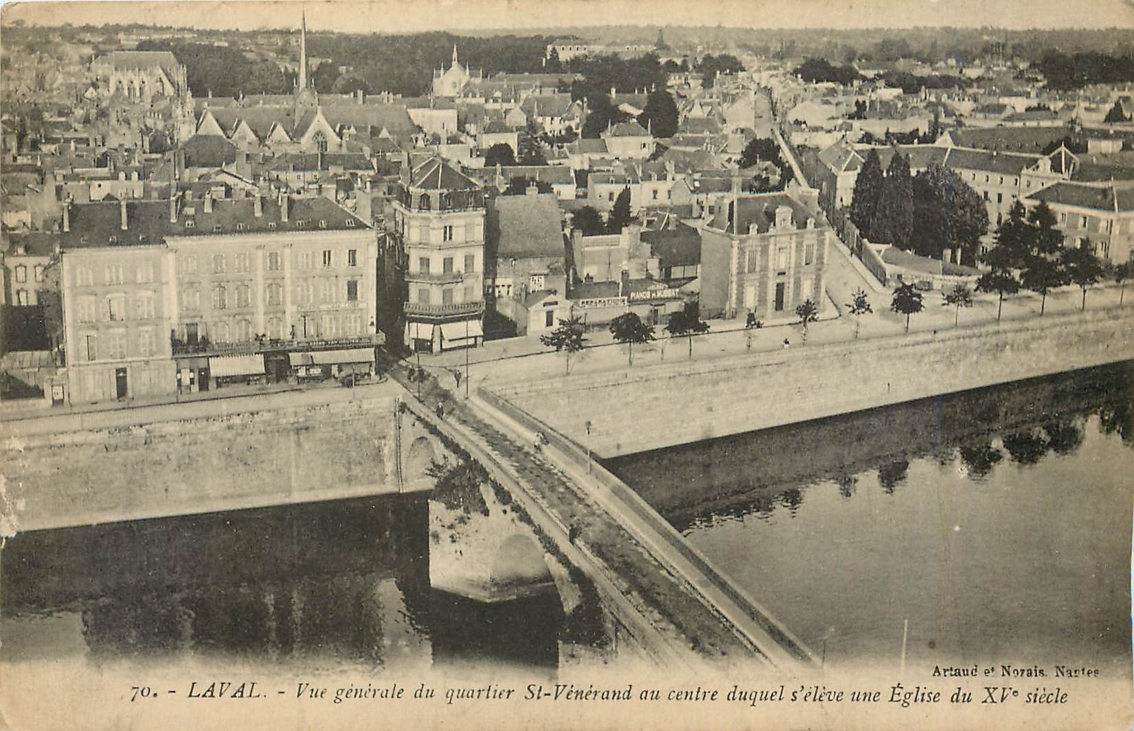 Laval — General View of the St-Vénérand Quarter, with a 15th-Century Church in the Center — Artaud et Nozais, Nantes, No. 70