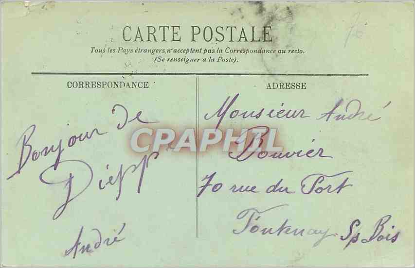 CPA Dieppe Le Casino  — Rückseite
