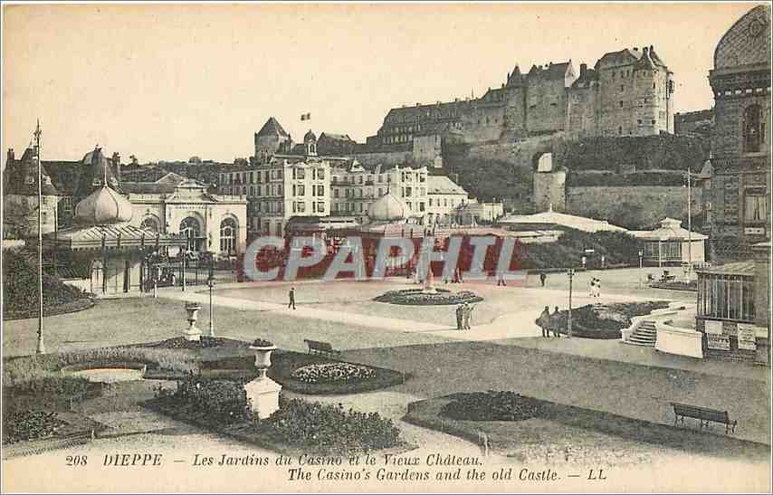 CPA Dieppe Les Jardins du Casino et le Vieux Chateau 