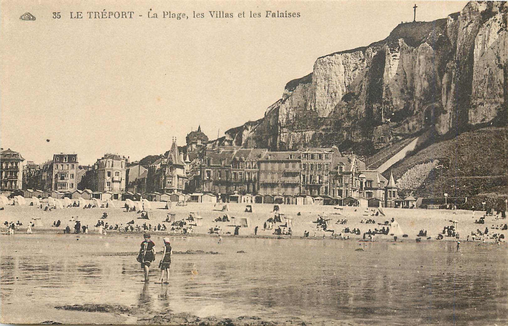 CPA Le Treport La Plage les Villas et les Falaises 