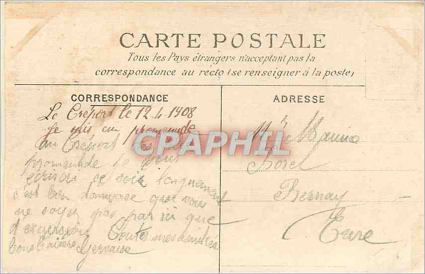 CPA Le Treport Les Falaises et la Plage (carte toilée) — Rückseite