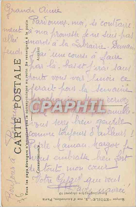 CPA Le Havre Musee et Chaussee des Etats Unis  — Rückseite
