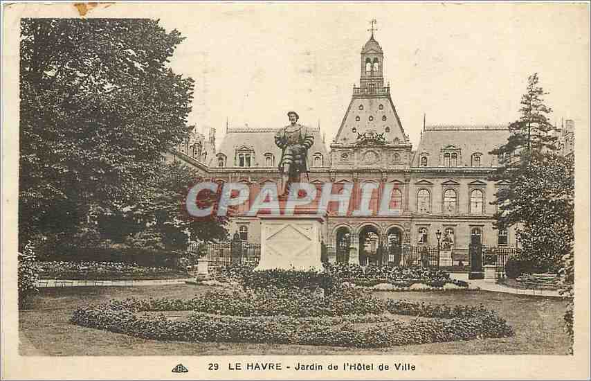 CPA Le Havre Jardin de l'Hotel de Ville 
