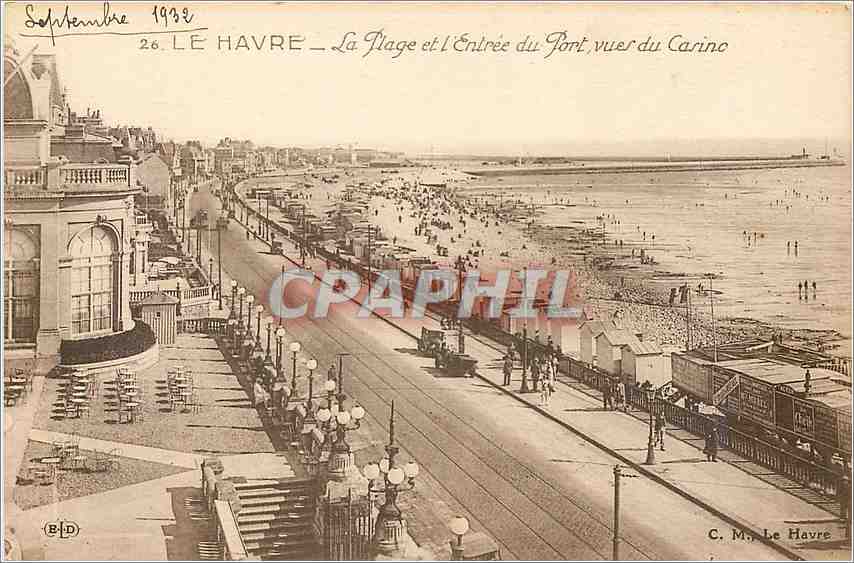 CPA Le Havre La Plage et l'Entre du Pont vues du Casino 