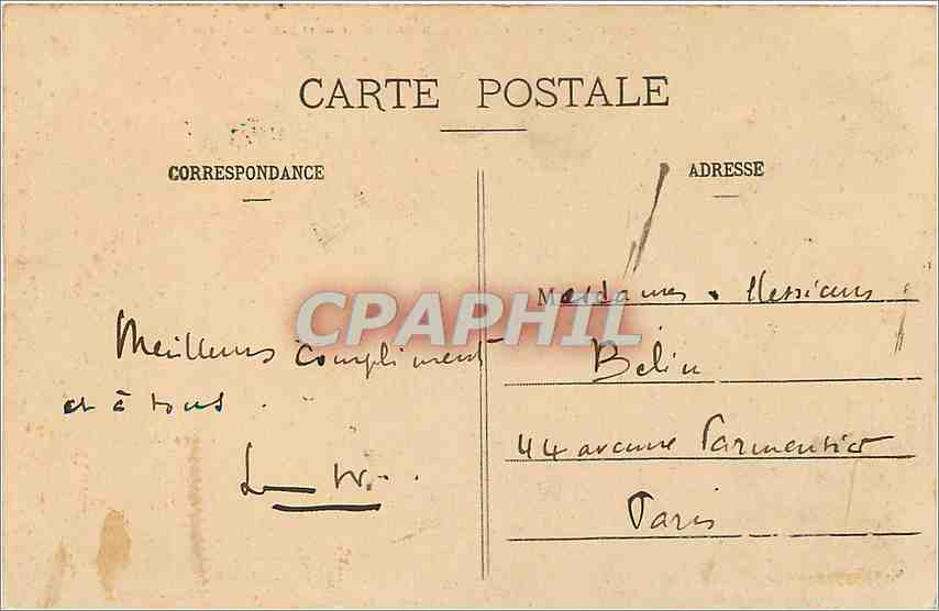 CPA Le Havre Bassin du Commerce et Place Gambetta Bateaux Tramway — Rückseite
