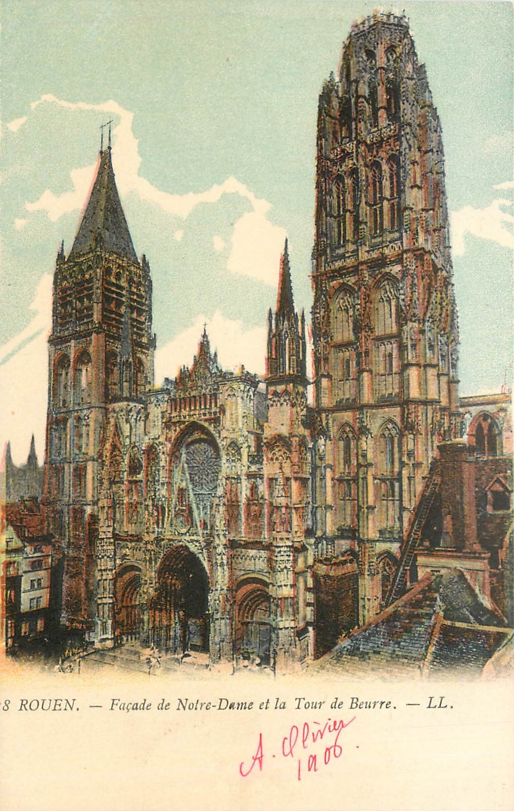 CPA Rouen Facade de Notre Dame et la Tour de Beurre 
