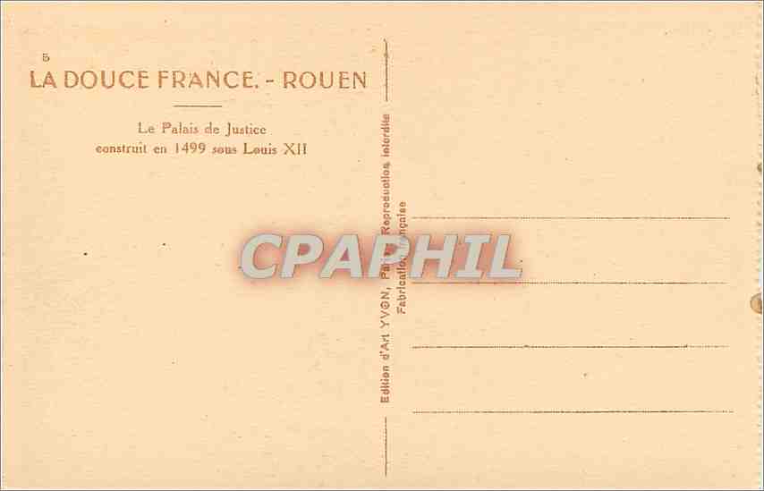 CPA Rouen Le Palais de Justice  — Verso