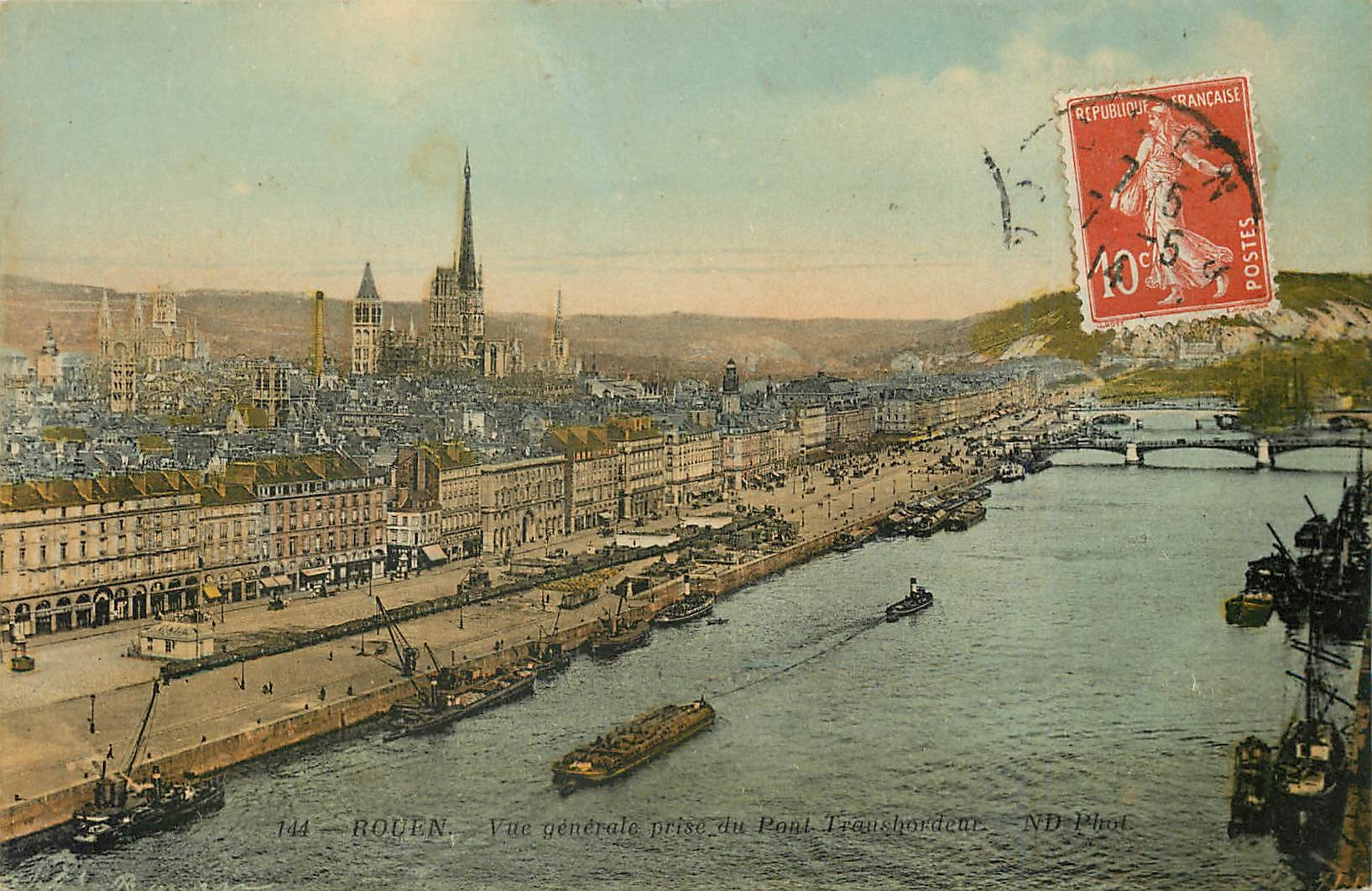 CPA Rouen Vue generale prise du Pont Transbordeur 