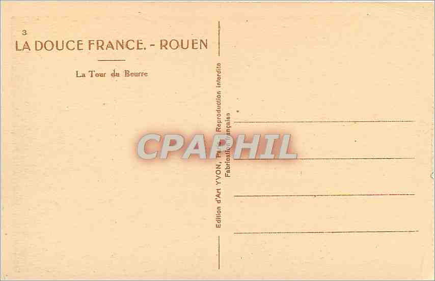 CPA Rouen La Tour du Beurre  — Verso