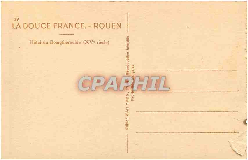 CPA Rouen Hotel du Bourgtheroulde  — Rückseite