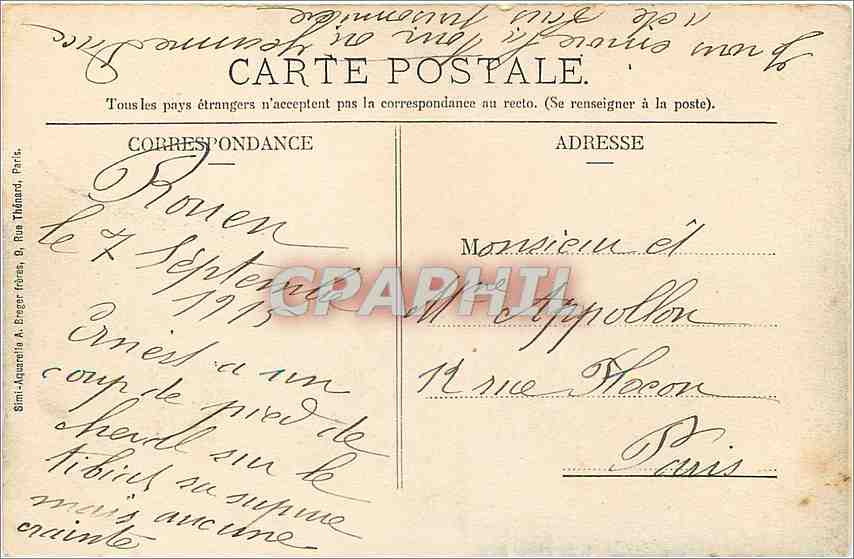 CPA Rouen La Tour Jeanne d'Arc  — Verso