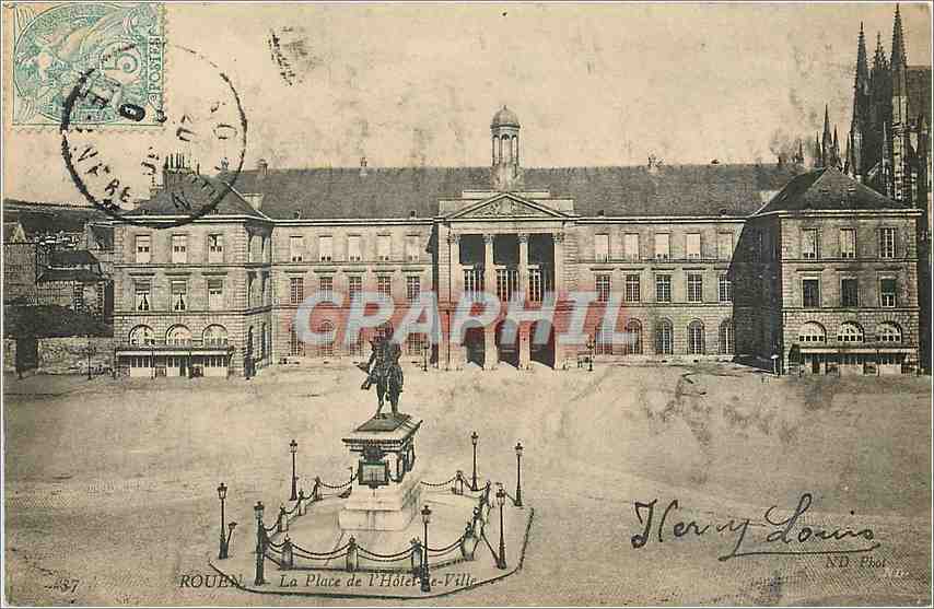 CPA Rouen La Place de l'Hotel de Ville 