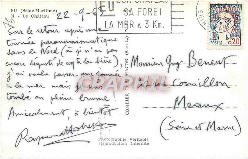 CPM Eu Seine Maritime Le Chateau  — Rückseite