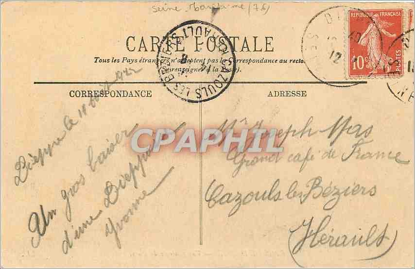 CPA Environs de Dieppe Vue Generale de Puys  — Rückseite