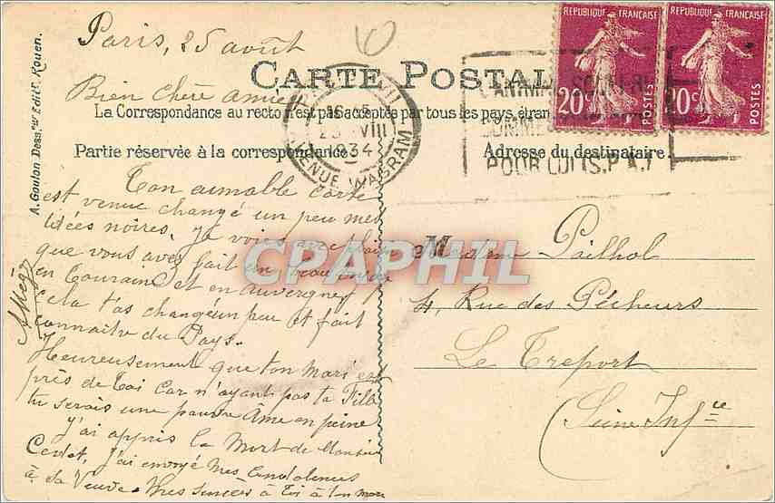 CPA Dessin a la Plume  — Verso