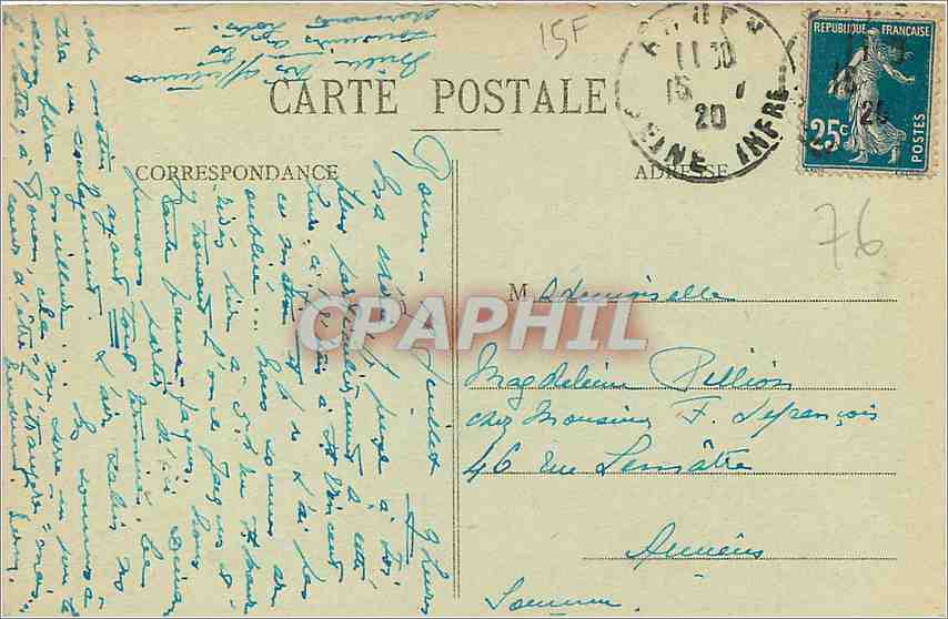 CPA Rouen Vue Generale prise Cote Sainte Catherine Vaches — Rückseite