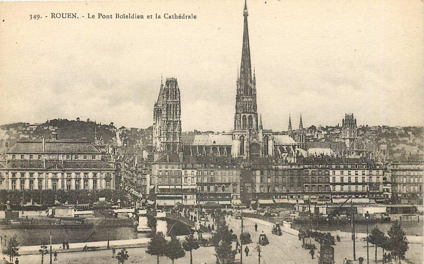 CPA Rouen Le Pont Boieldieu et la Cathedrale 