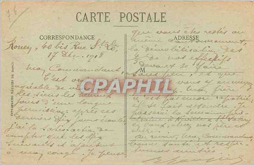 CPA Rouen Palais de Justice  — Verso
