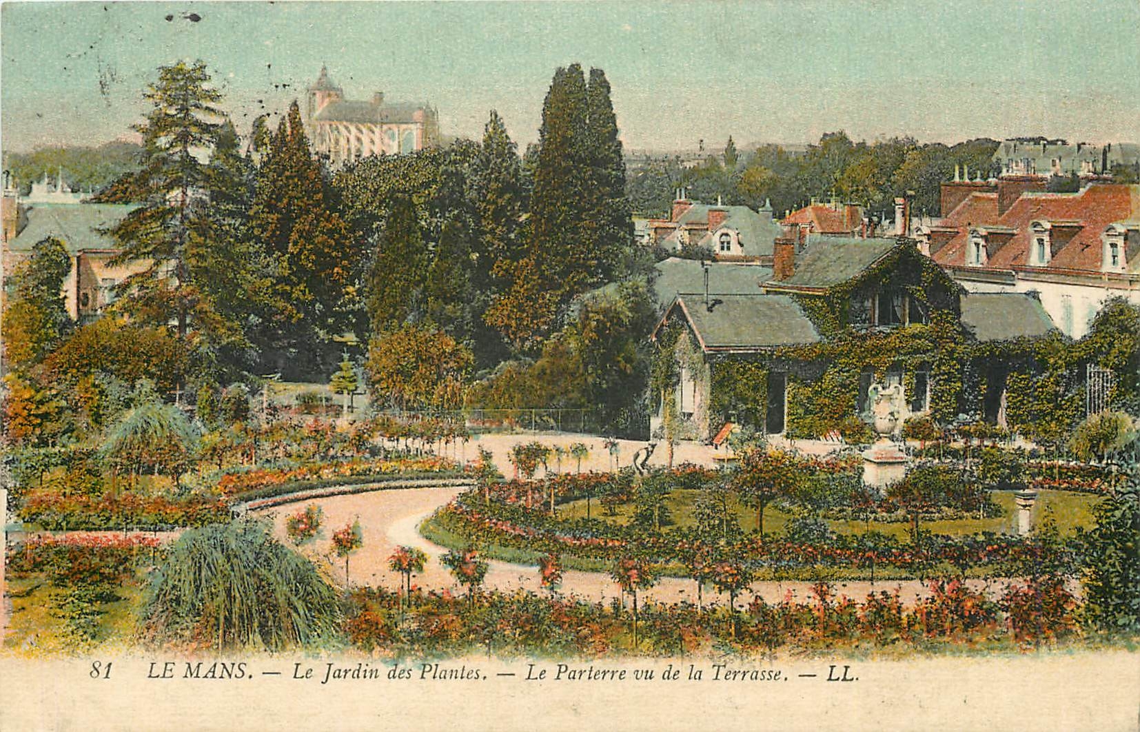 CPA Le Mans Le Jardin des Plantes Le Parterre vu de la Terrasse 