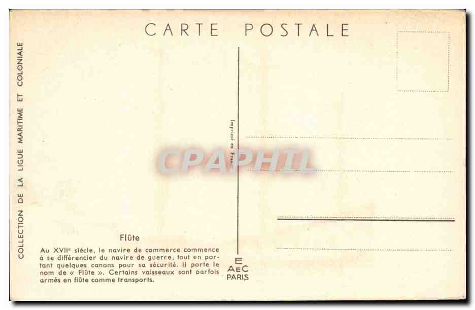Bateau Boat CPA Flute Le navire de commerce Transport (ship) — Back