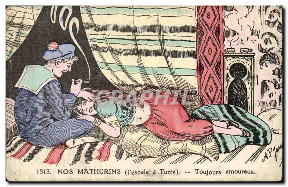 Illustrateur CPA Nos Mathurins (l'escale a Tunis) Toujours amoureux