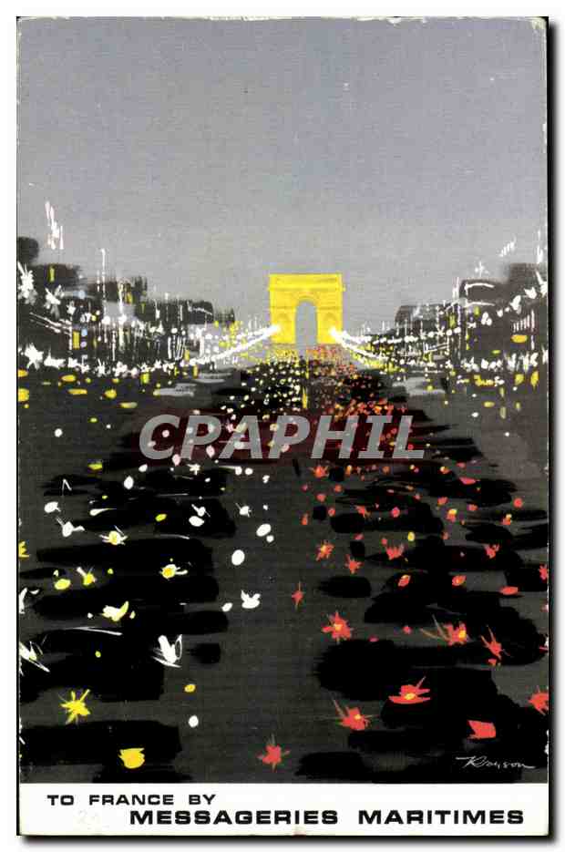 CPA To France by Messageries Maritime sArc de TRiomphe Champs Elysees