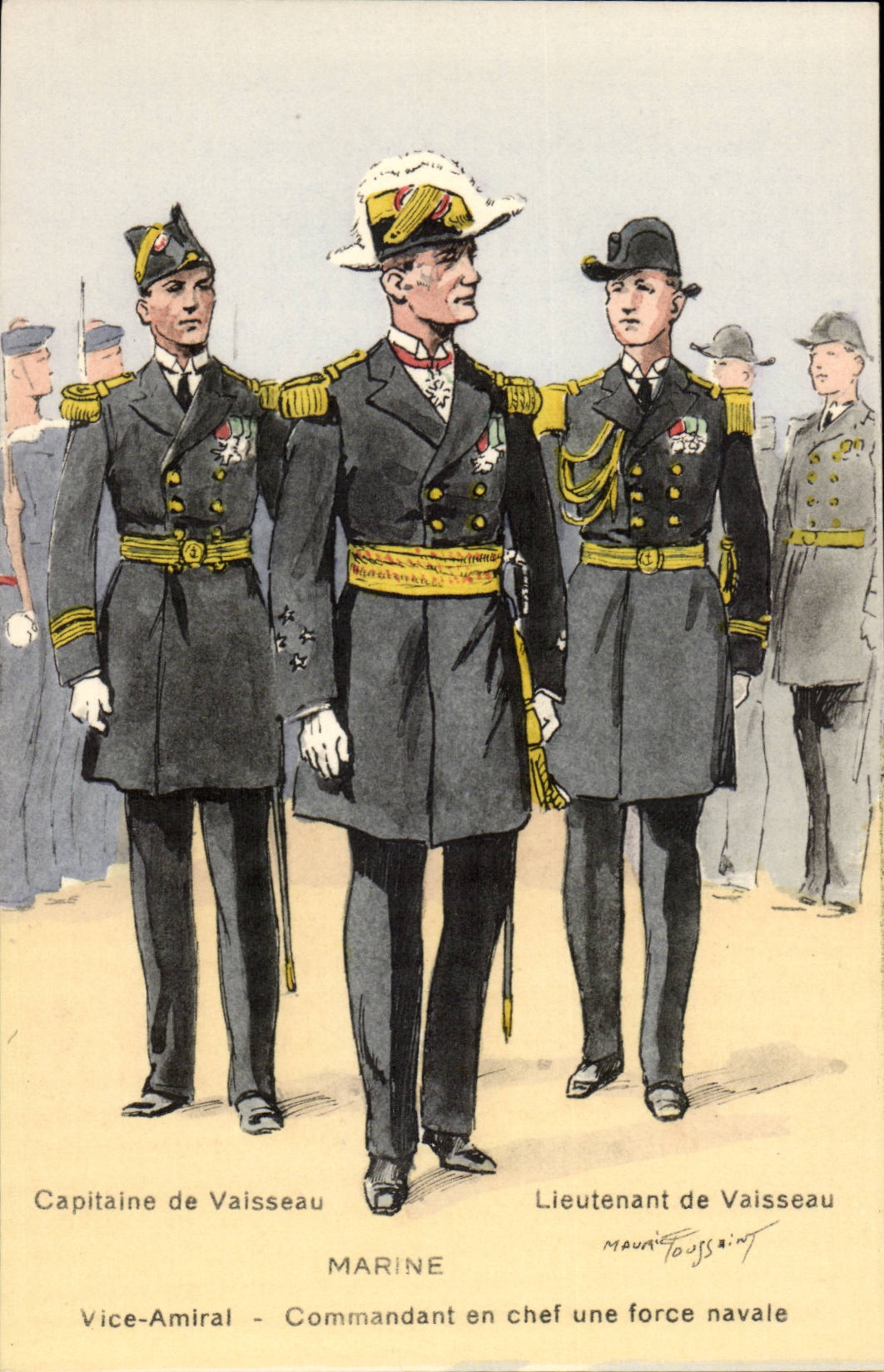 Capitaine de Vaisseau — Vice-Amiral — Lieutenant de Vaisseau — Marine — éditeur CPHAPHIL n°422