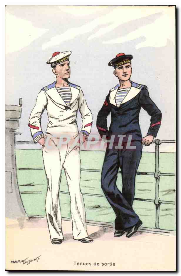 illustrateur CPA Tenues de sortie Marine Bateau Verdun