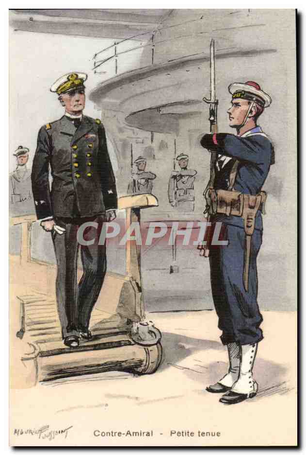 illustrateur CPA Marine Contre amiral petite tenue