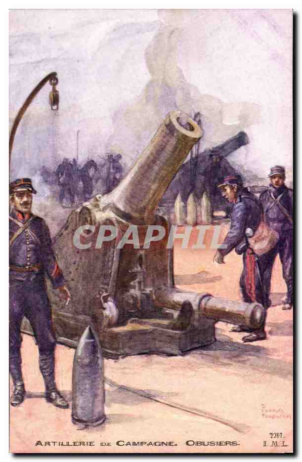 Illustrateur CPA Artillerie de campgane Obusiers