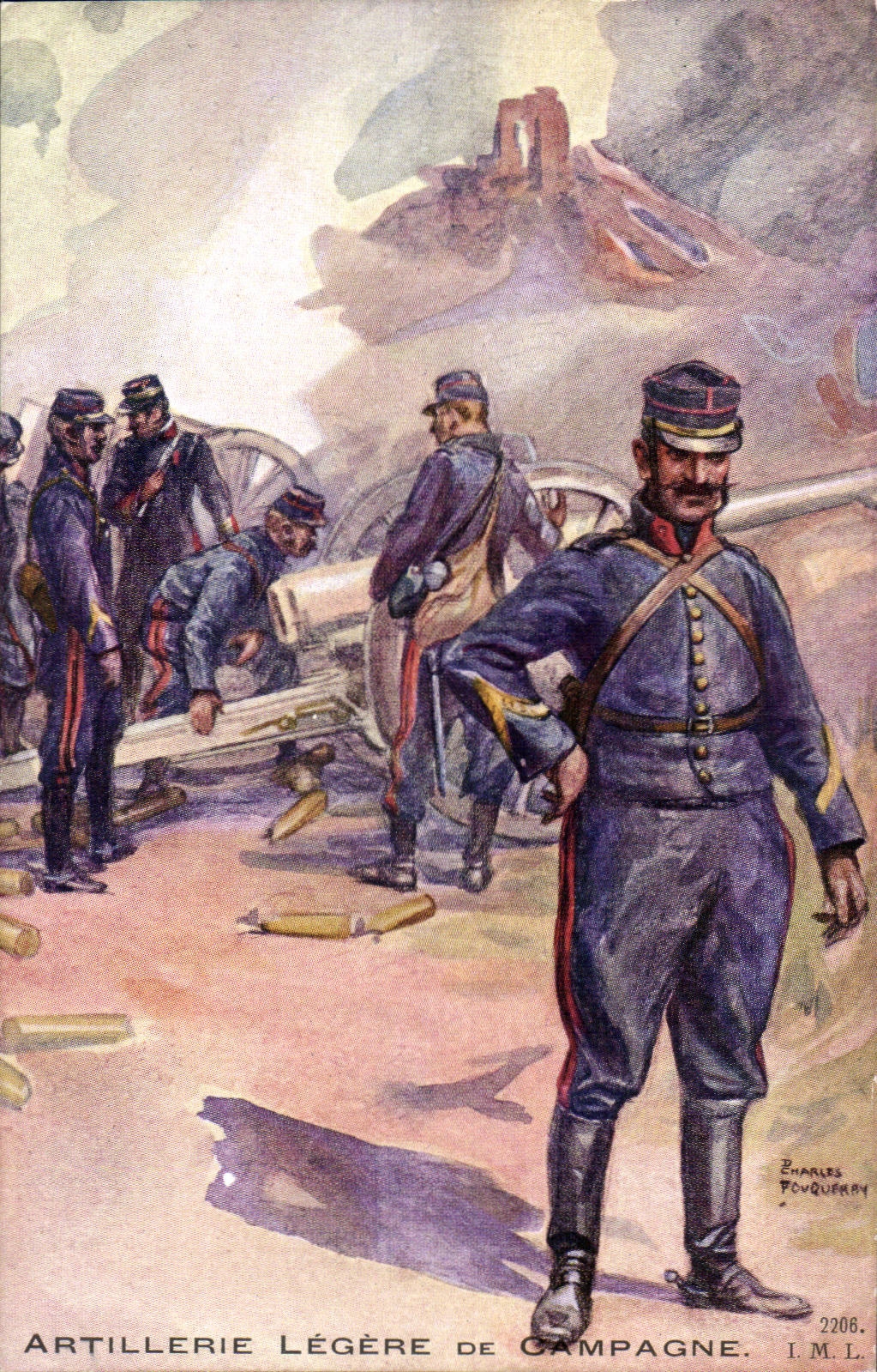 Illustrateur CPA Artillerie legere de campagne