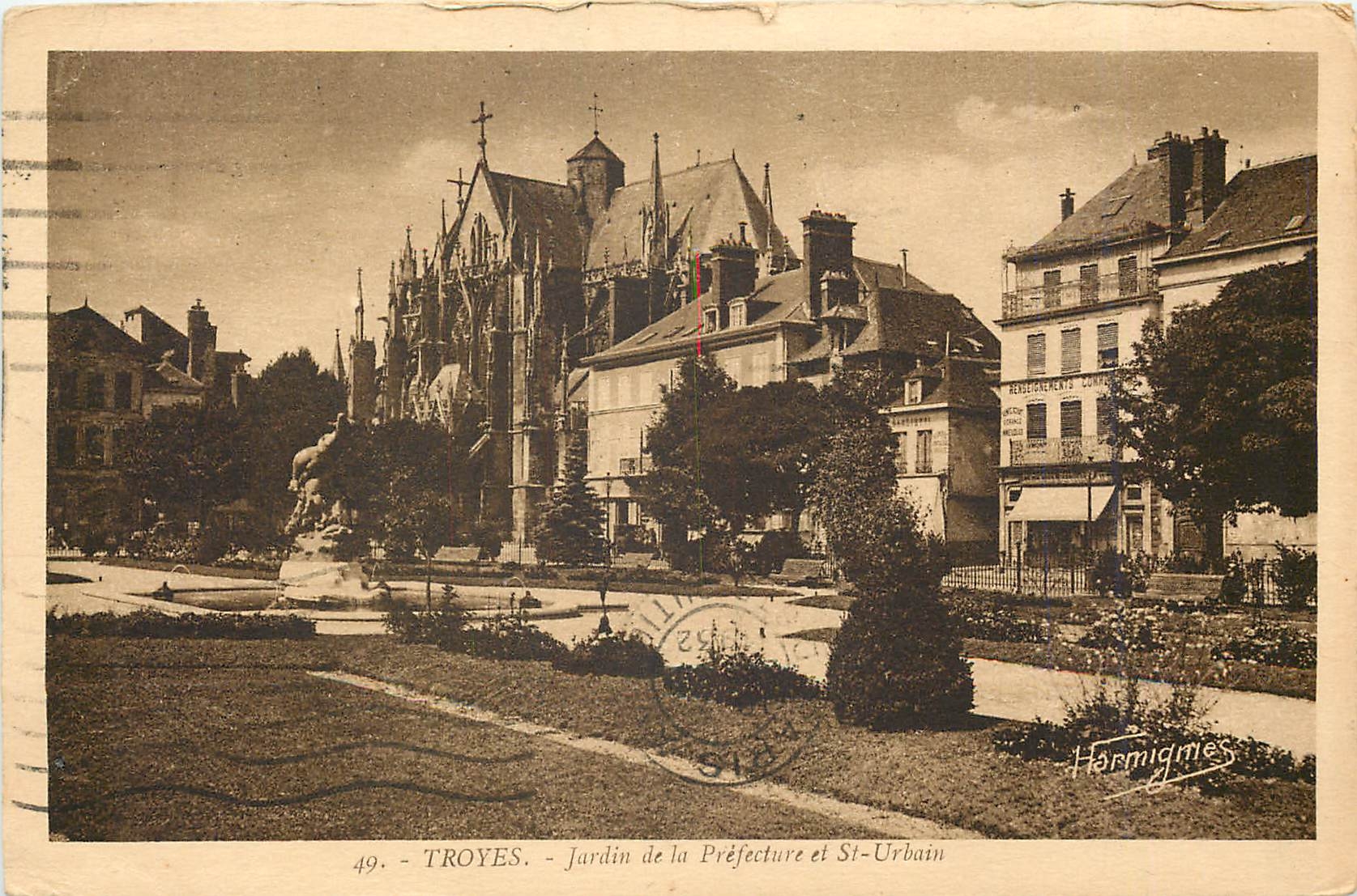 CPA troyes Jardin de la Perfecture et St Urbain