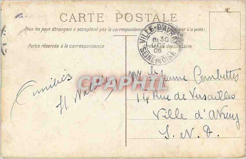 CPA Rue de Versailles — Rückseite