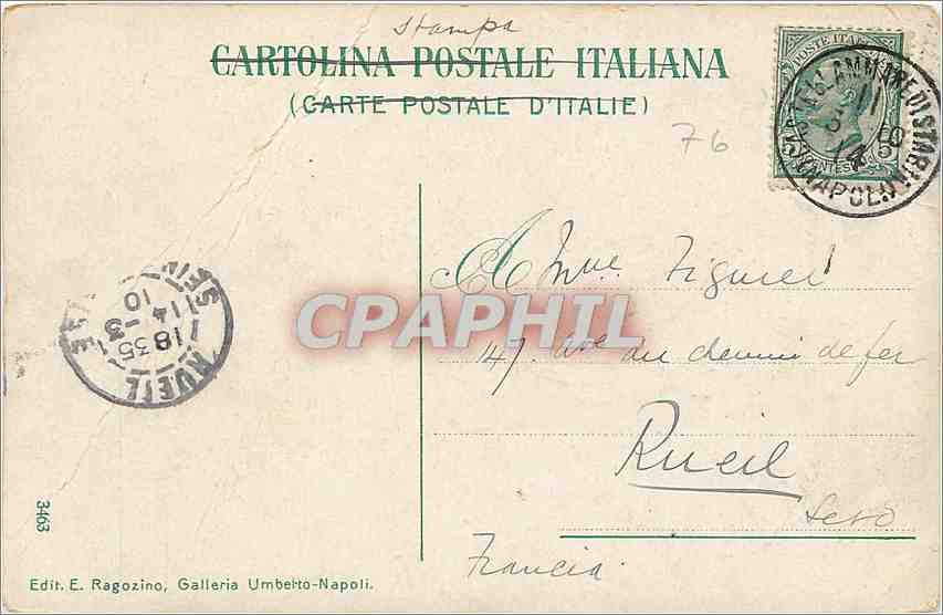 CPA Castellammare di Stabia panorama e vesuvio visto dll Albergo Margherita — Rückseite