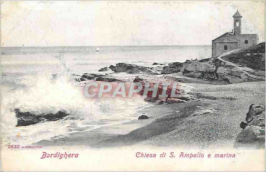 CPA Bordighera Chiesa di S Ampelio e marina