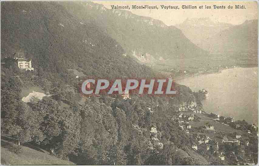 CPA Valmont Mont fleurit veytaux Chillon et les dents du Midi