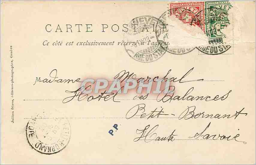 CPA Geneve  parc mon repos — Verso