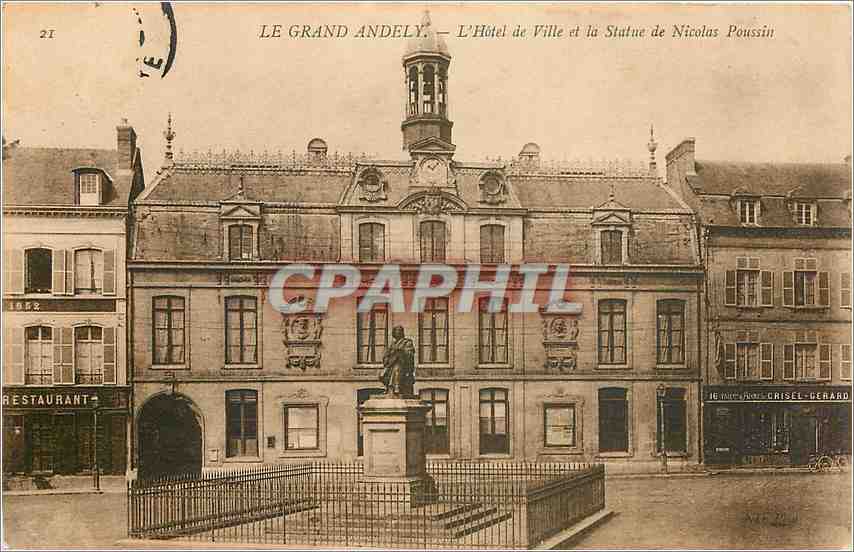Le Grand Andely — L'Hôtel de Ville et la Statue de Nicolas Poussin — Crisel-Gérard