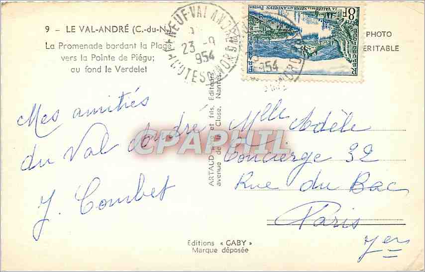 CPM Le val Andre C du N La promenade bordant la plage vers la Pointe de piege au fond le Verdelet — Rückseite