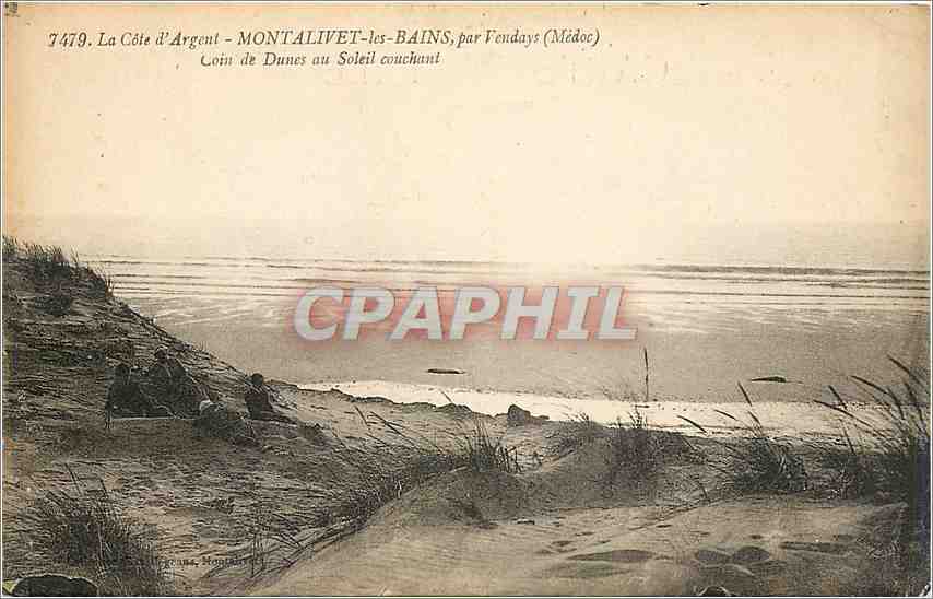 CPA La cote d'Argent Montalivet et bains par Vendays  Medoc Coin de Dunes ou Soleil couchant