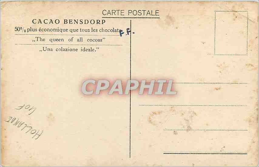 CPA La hollande pittoresque Cacao Bensdorp — Rückseite