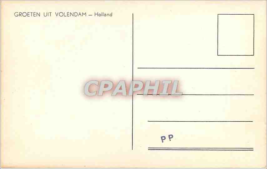 CPA groeten vit volendam Holland — Rückseite