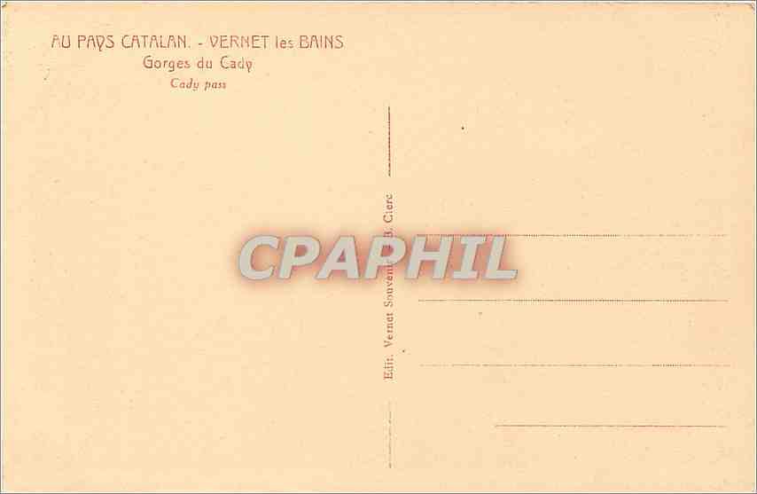 CPA Au pays catalan vernet les bains Gorges du Cadp — Rückseite