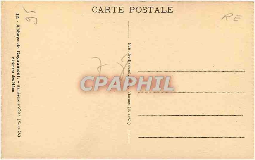 CPA Abbaye de Royaumont Asniere sur oise S et O batiment des hotes — Back
