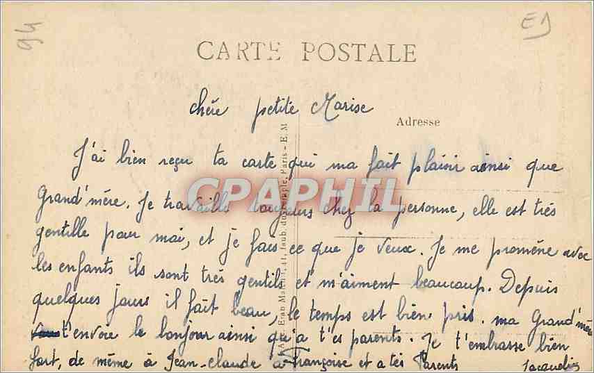 CPA Chateau de vincennes le Donjon EM — Verso