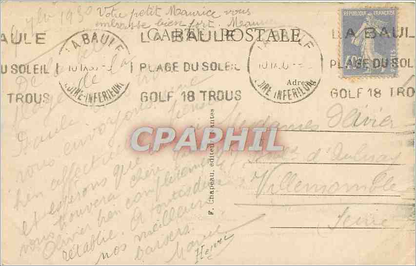 CPA La baule sur mer Loire jardin devant le casino — Back